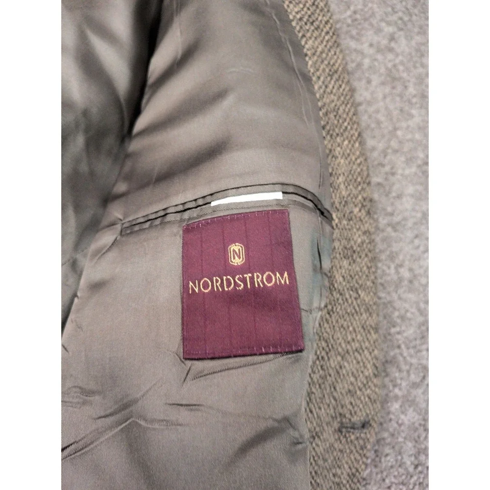 Nordstrom Harris‎ Tweed Wool Blazer Mens Brown Herringbone Sport Coat USA
